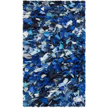 Safavieh 2 ft. 3 in. x 11 ft. Runner Blue and Multicolor Shag and Flokati Rug SG951C-211